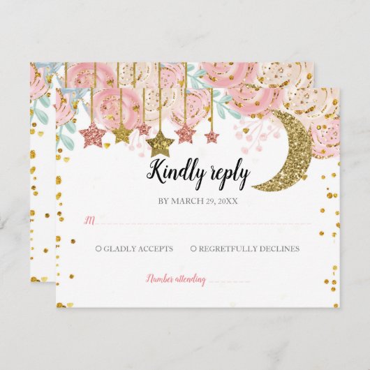 Gouden twinkle RSVP-kaart Bedankkaart (Voorkant / Achterkant)