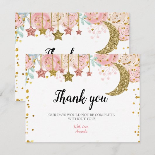 Gouden twinkle twinkle Dank u kaart (Voorkant / Achterkant)