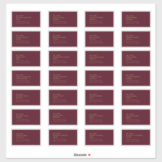 Gouden Type Deco | Bourgondisch gastadreslabel Sticker (Vel)