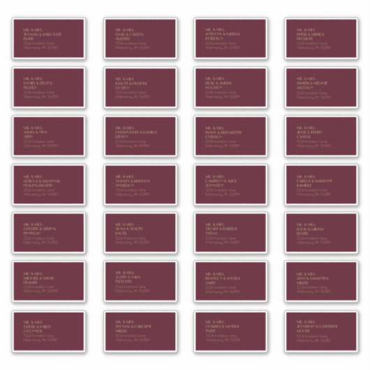 Gouden Type Deco | Bourgondisch gastadreslabel Sticker (Voorkant)