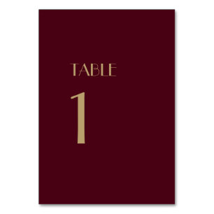 Gouden Type Deco Bourgondische Bruiloft Tafel Numm Kaart