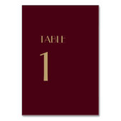 Gouden Type Deco Bourgondische Bruiloft Tafel Numm Kaart (Achterkant)