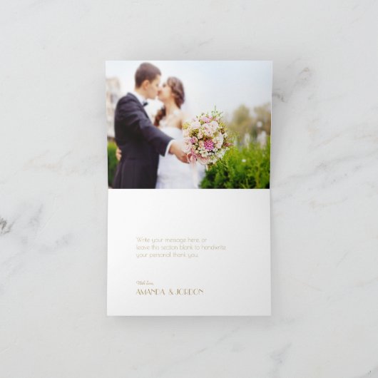 Gouden Type Deco | Bourgondische trouwfoto Bedankkaart (Binnen)