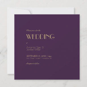 Gouden Type Deco Donker Paarse Vierkant Alles Een Kaart