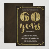 Gouden Typografie 60ste Verjaardagsfeest Kaart (Voorkant / Achterkant)