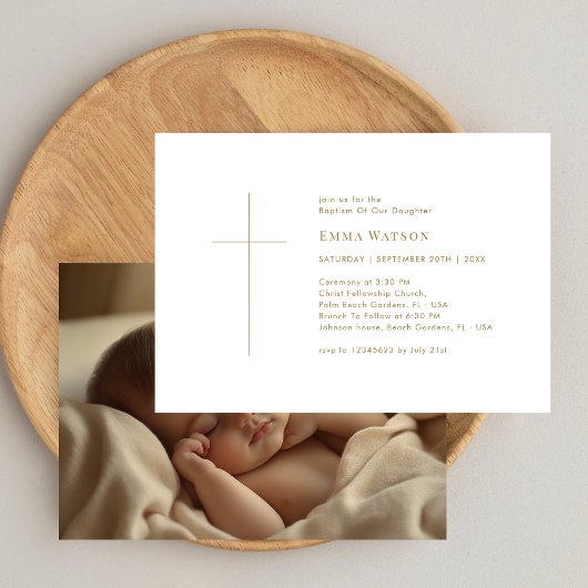 Gouden Typografie Baby Fotodoop Kaart