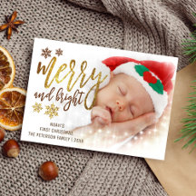 Gouden typografie | Baby's eerste kerstfoto