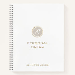 Gouden typografie beige waterverf monogram naam notitieboek