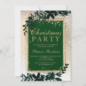gouden typografie blaassneeuw elegant groen kerstf kaart (Voorkant)