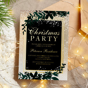 gouden typografie blaassneeuw elegant kerst folie feestdagenkaart