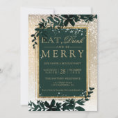 gouden typografie blaassneeuw elegant kerstmis kaart (Voorkant)