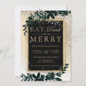 gouden typografie blaassneeuw elegant kerstmis kaart (Voorkant)