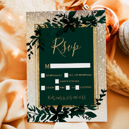 gouden typografie blaassneeuw elegante winter RSVP kaartje