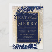gouden typografie blaassneeuw kerst kaart (Voorkant)