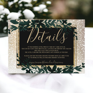 gouden typografie blad sneeuw elegante winterdetai informatiekaartje