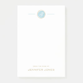 Gouden typografie blauw waterverf monogram naam post-it® notes