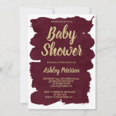 Gouden typografie bordeaux waterverf Baby shower Kaart (Voorkant)