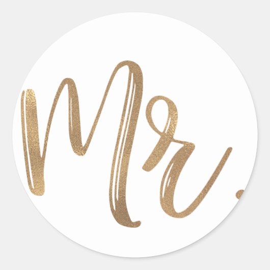 Gouden typografie bruidegom bruidsjonker ronde sticker (Voorkant)