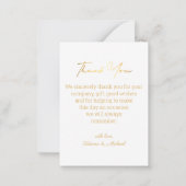 Gouden typografie Dank u bruiloft fotokaart Notitiekaartje (Achterkant)