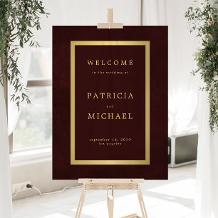 Gouden typografie dieprode acryl welkomstbord bord