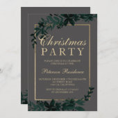 Gouden typografie Floral grijs blad Kerstmis Kaart (Voorkant / Achterkant)