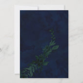 Gouden typografie Floral marine blauw blad bruilof Kaart (Achterkant)