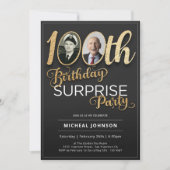 Gouden Typografie Foto Verrassing 100ste Verjaarda Kaart (Voorkant)