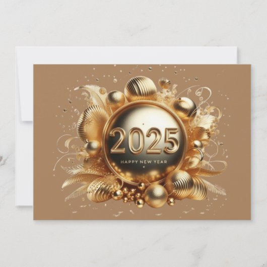 Gouden typografie Gelukkig Nieuwjaar 2025 Bedankkaart (Voorkant)