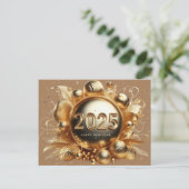 Gouden typografie Gelukkig Nieuwjaar 2025 Briefkaart (Staand voorkant)