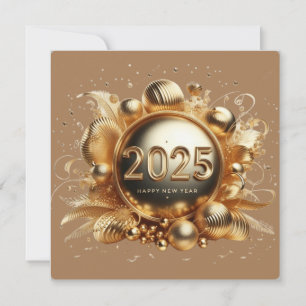 Gouden typografie gelukkig nieuwjaar 2025 flat feestdagenkaart