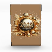 Gouden typografie Gelukkig Nieuwjaar 2025 Fotoblokken (Voorkant)