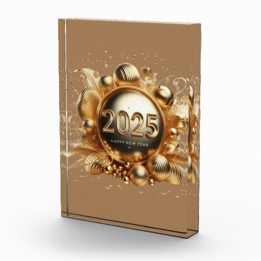 Gouden typografie Gelukkig Nieuwjaar 2025 Fotoblokken (Rechts)