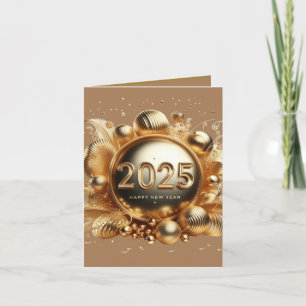Gouden typografie gelukkig nieuwjaar 2025 gevouwen feestdagen kaart
