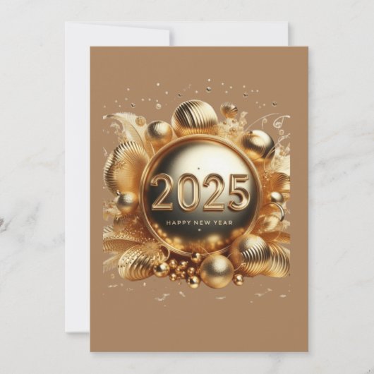 Gouden typografie Gelukkig Nieuwjaar 2025 Save The Date (Voorkant)