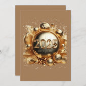 Gouden typografie Gelukkig Nieuwjaar 2025 Save The Date (Voorkant / Achterkant)