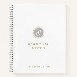 Gouden typografie grijze waterverf monogram naam notitieboek