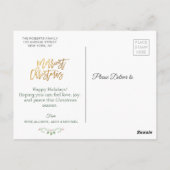 gouden typografie groene kerstvakantie briefkaart (Achterkant)