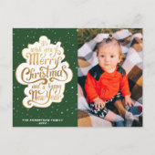 gouden typografie groene kerstvakantie briefkaart (Voorkant)