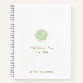 Gouden typografie groene waterverf monogram naam notitieboek