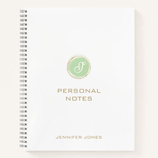 Gouden typografie groene waterverf monogram naam notitieboek (Voorkant)