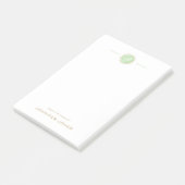 Gouden typografie groene waterverf monogram naam post-it® notes (Schuin)
