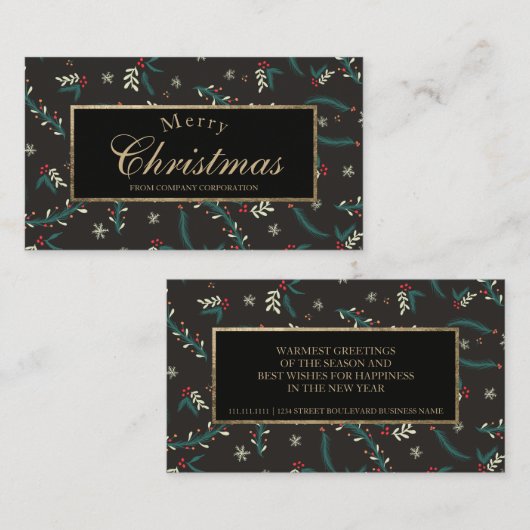 gouden typografie Kerstmis mistletoe bedrijfsidee Visitekaartje (Voorkant / Achterkant)