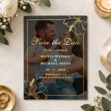 Gouden Typografie Koppel Foto Bruiloft Save the Da