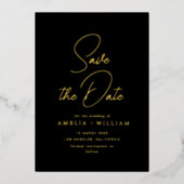 gouden typografie met een bruiloft Bespaar de datu Folie Uitnodiging (Voorkant)