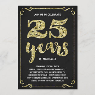 Gouden Typografie   Nep Folie 25ste Verjaardag Kaart