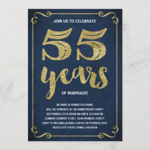 Gouden typografie   Nep folie 55ste verjaardag Kaart