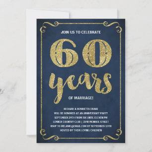 Gouden typografie   Nep-folie 60ste verjaardag Kaart