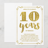 Gouden typografie | Nepfolie 10e trouwdag Kaart (Voorkant / Achterkant)