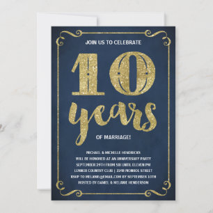 Gouden typografie   Nepfolie 10e verjaardag Kaart