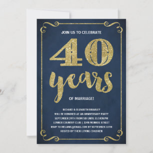 Gouden typografie   Nepfolie 40ste verjaardag Kaart